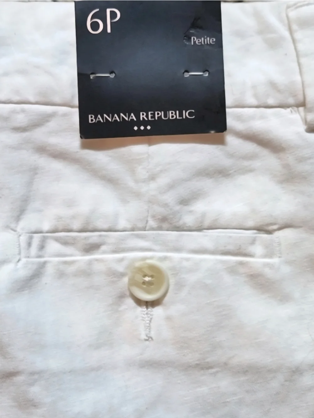 Banana Republic White Linen Blend Petite Cuffed Ankle Pants 6P Tailored Trouser